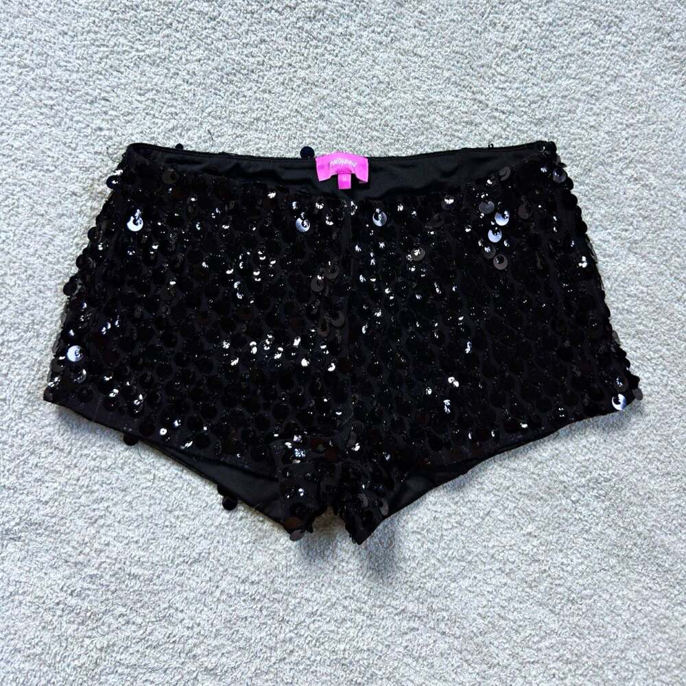 Edikted Black Sequin Micro Shorts Hot Pants Y2K Party Womens M